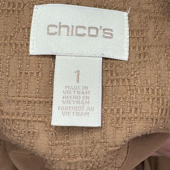 Chico’s Mid Length Jacket Dark Tan Size Chicos 1 Size 8 - 10 - Picture 7 of 9